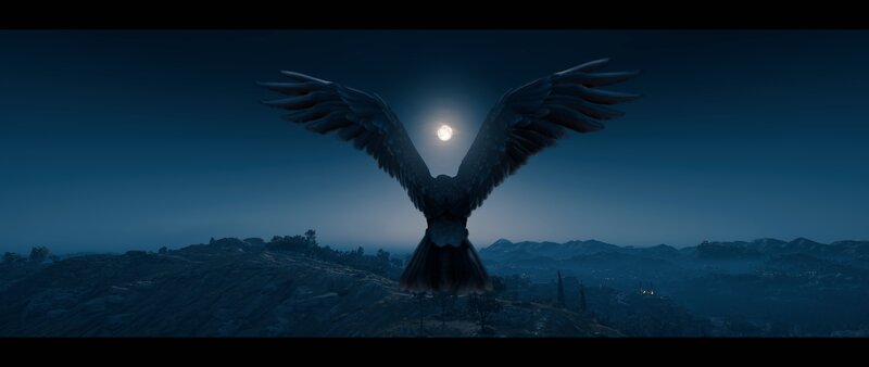 Bird with Spread Wings — Blue, Dramatic