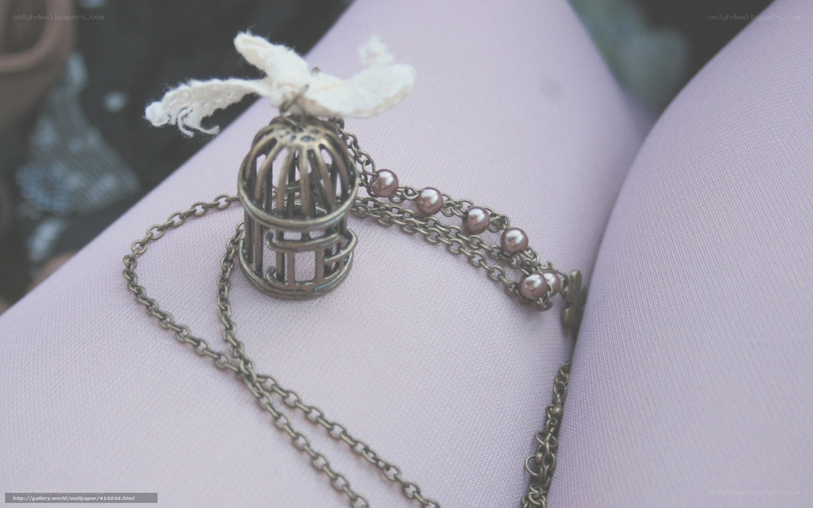 birdcage necklace on fabric