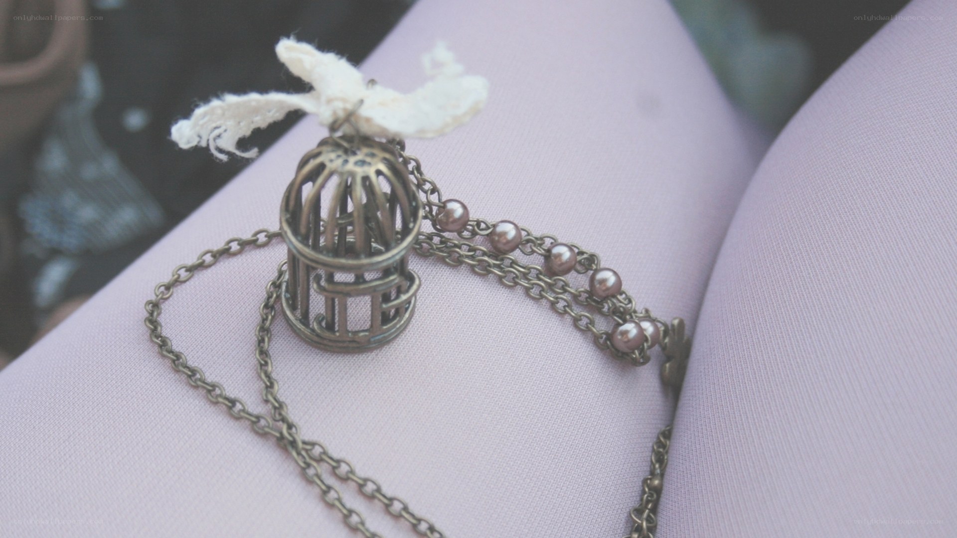 birdcage necklace on fabric
