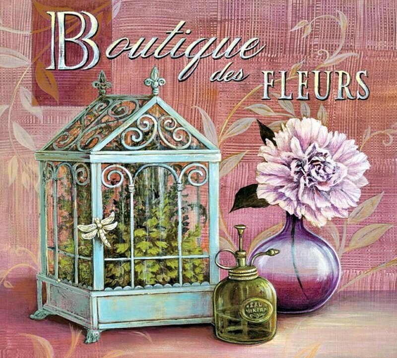 Birdcage with Flowers — Purple