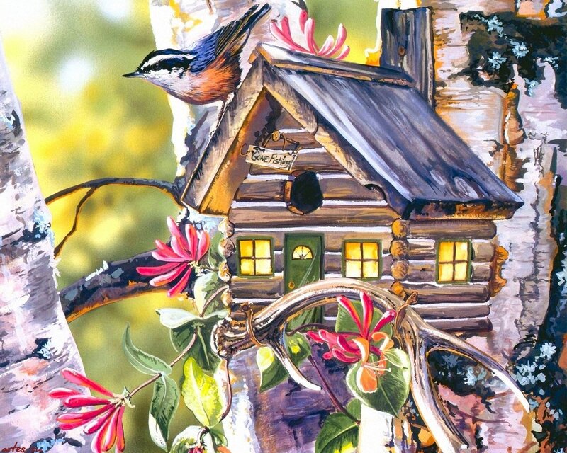 Birdhouse in Tree — Brown
