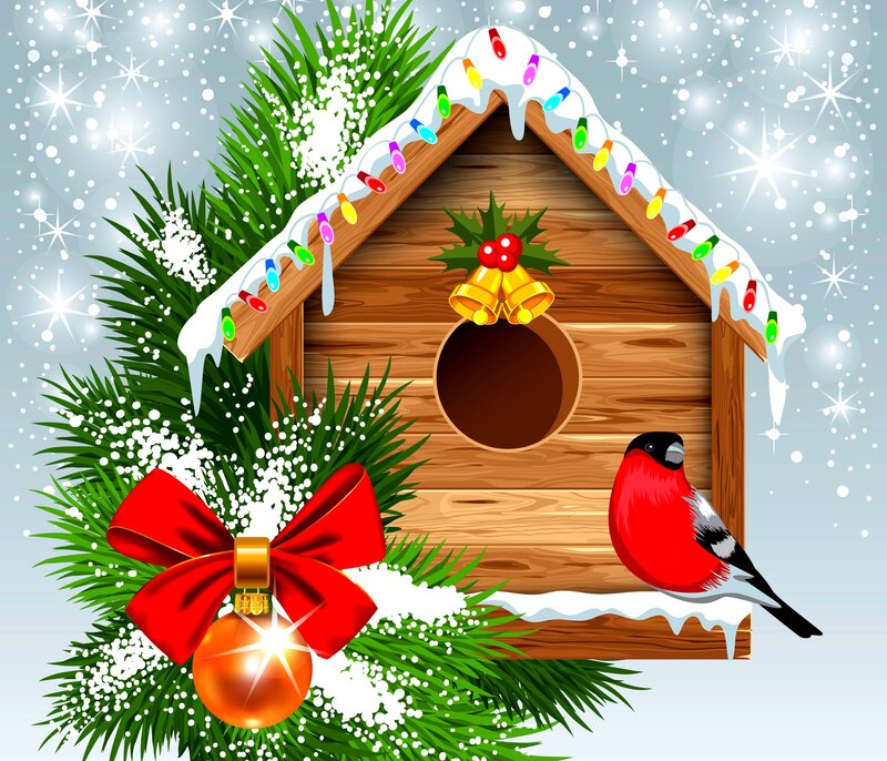 Birdhouse with Bullfinch