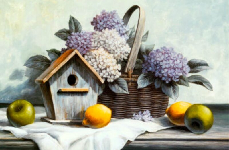 Birdhouse with Flowers and Fruit