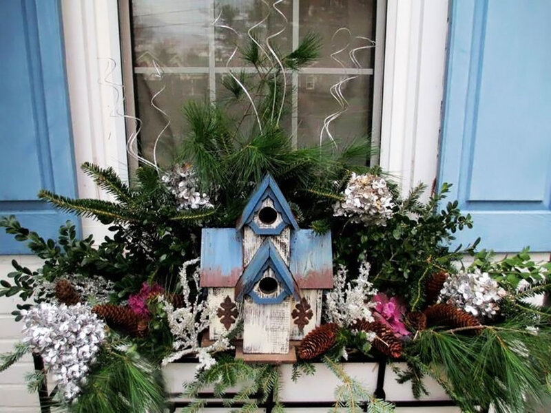 Birdhouse with Winter Greens