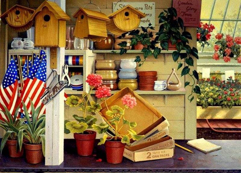 Birdhouses and Plants
