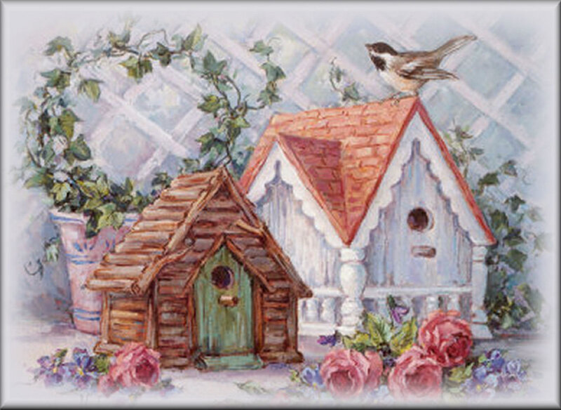 Birdhouses with Birds