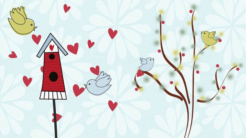 Birds and Birdhouse