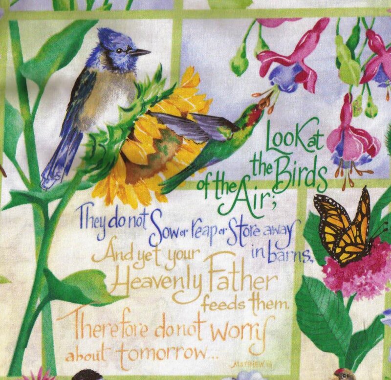 Birds and Flowers Illustration — Green