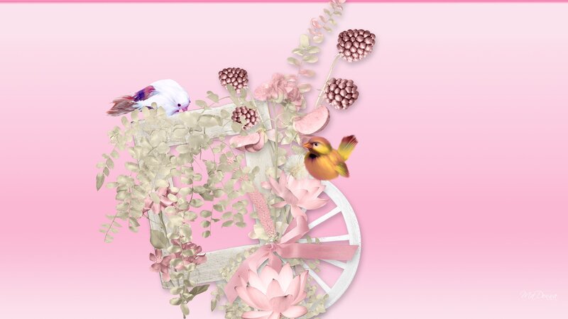 Birds and Flowers on Wheel