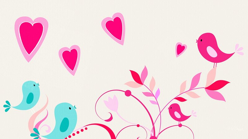 Birds and Hearts Illustration
