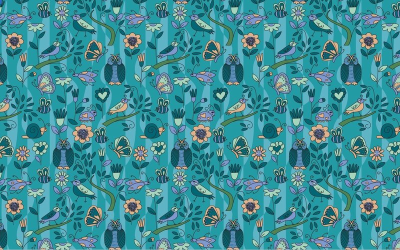 Birds and Owls Pattern — Teal
