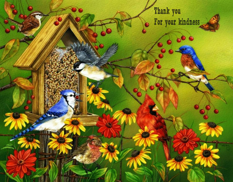 Birds at a Bird Feeder — Green