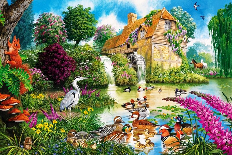 Birds at a Mill Pond