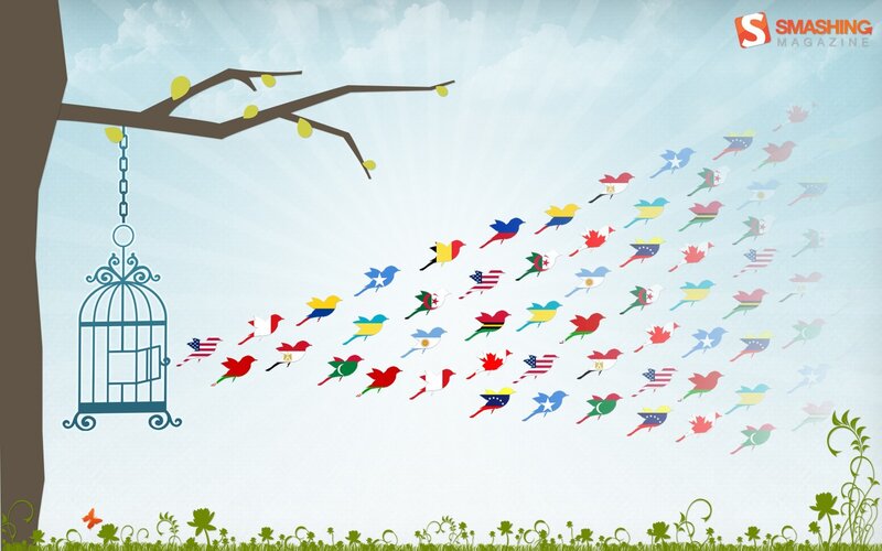 Birds flying from a cage