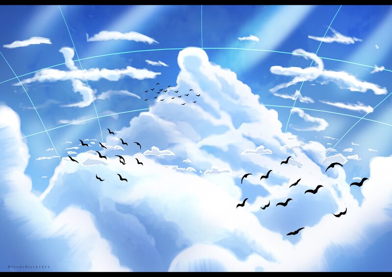 Birds Flying in Sky — Blue, Serene, Morning