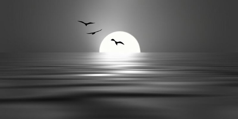 Birds Flying over Ocean — Black
