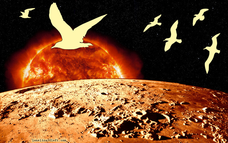 Birds Flying over Planet