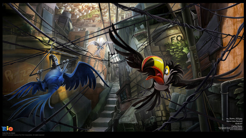 Birds in a city alley