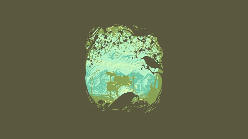 Birds in a forest clearing