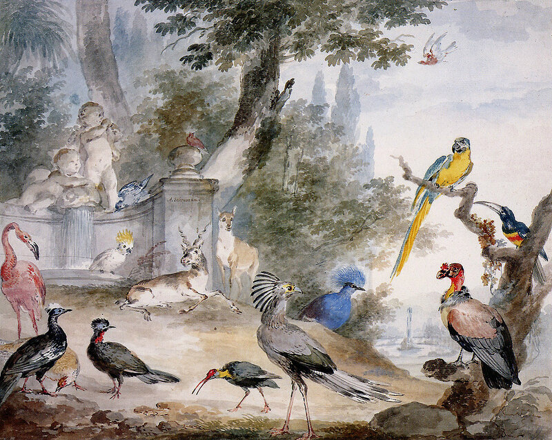 Birds in a Garden — Green
