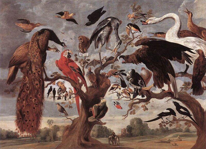 Birds in a Tree Scene