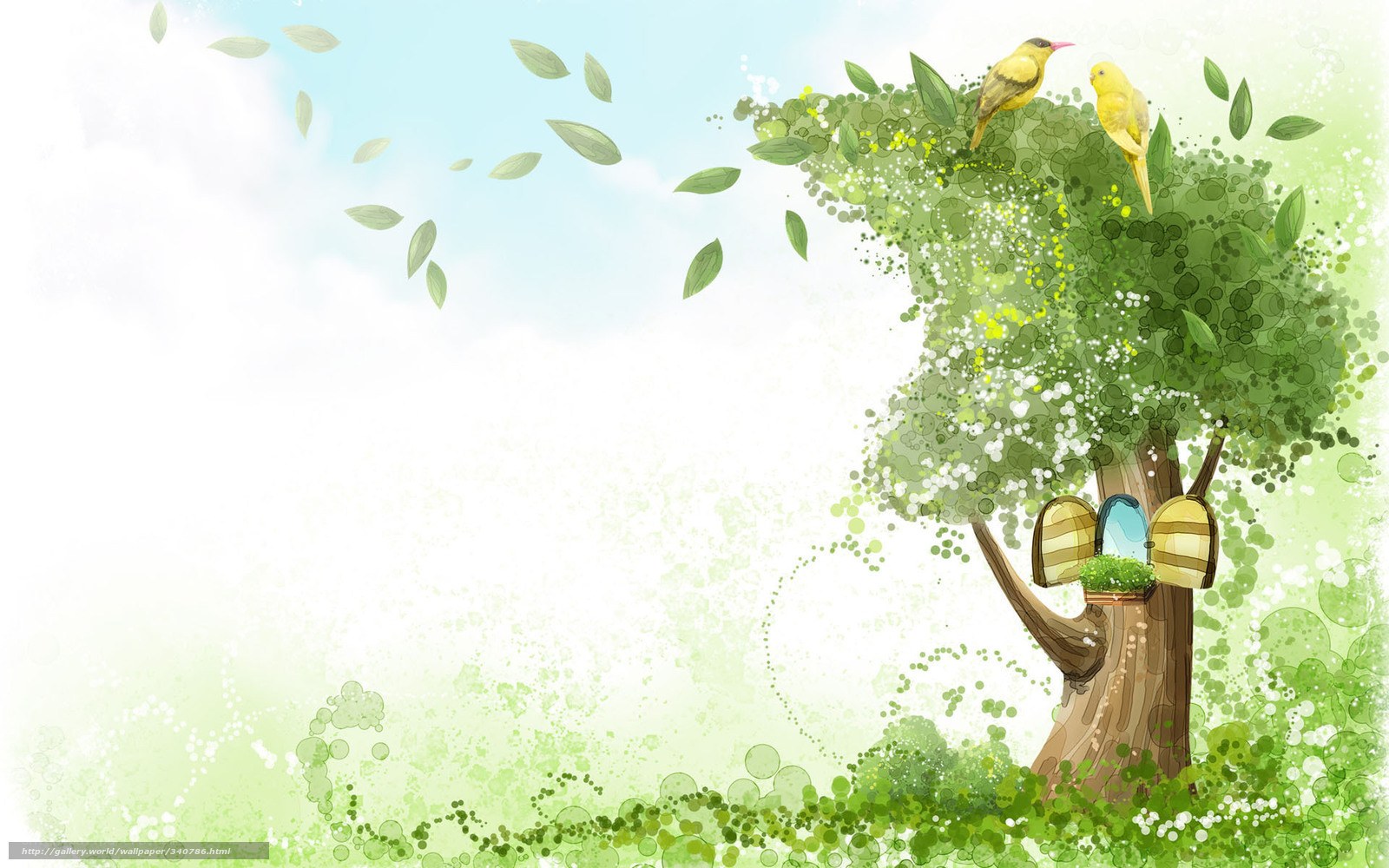 Birds in a whimsical tree