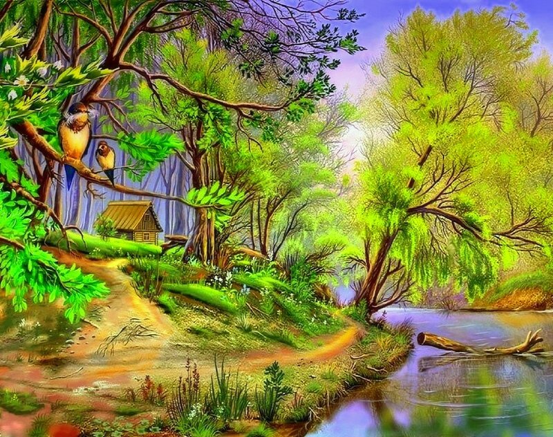 Birds in Forest Trees