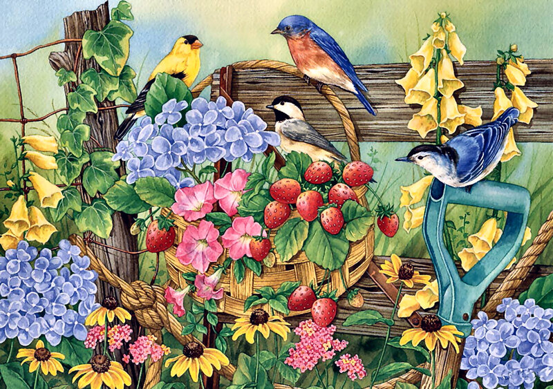 Birds in Garden Basket