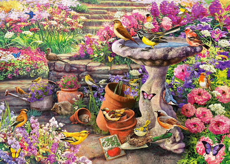 Birds in Garden — Pink