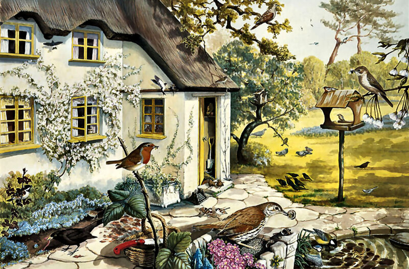 Birds in Garden — Yellow