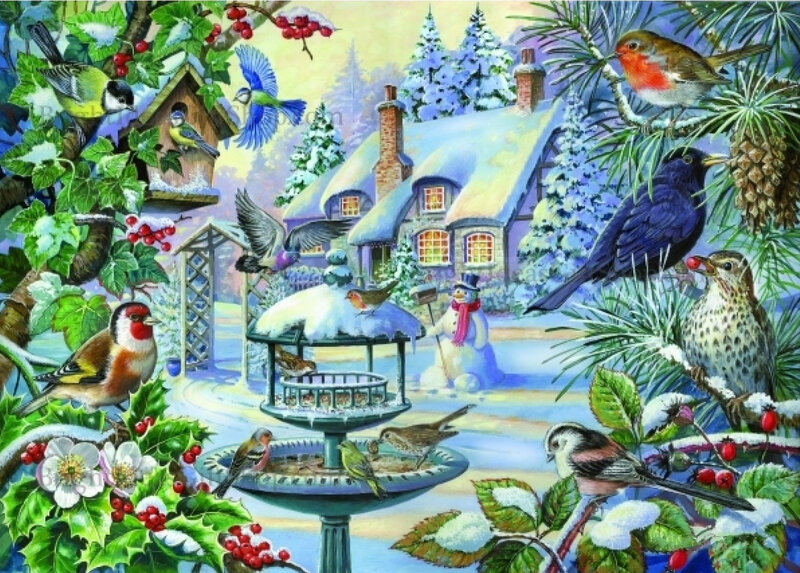Birds in Winter Garden