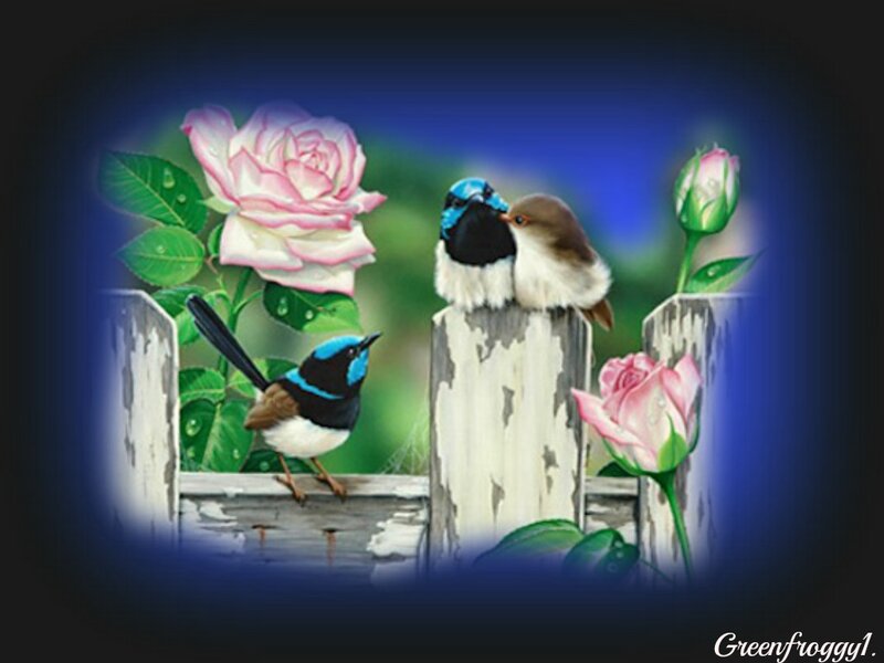 Birds on a Fence — Blue