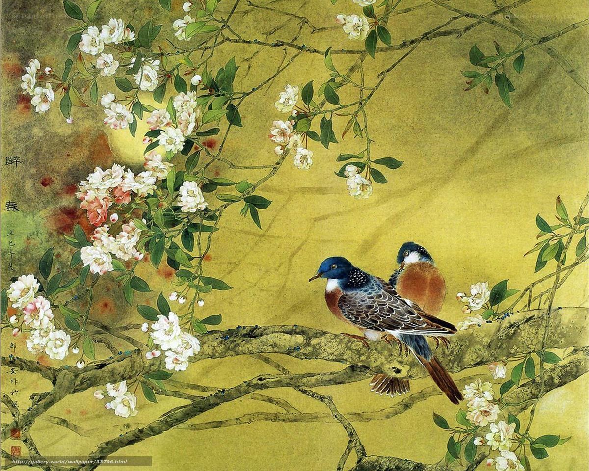 Birds on a flowering branch