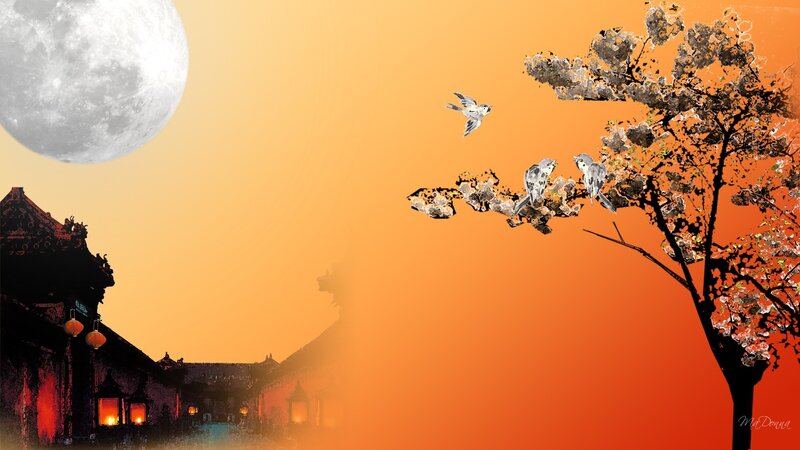 Birds on a Flowering Tree