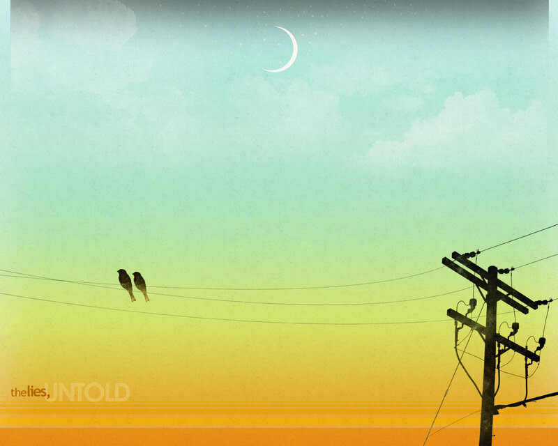 Birds on a wire at dusk