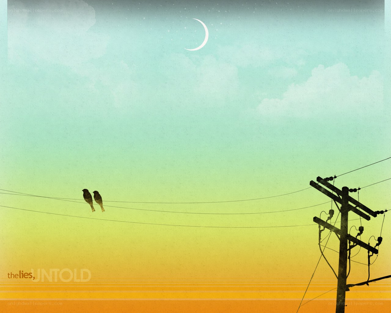 Birds on a wire at dusk