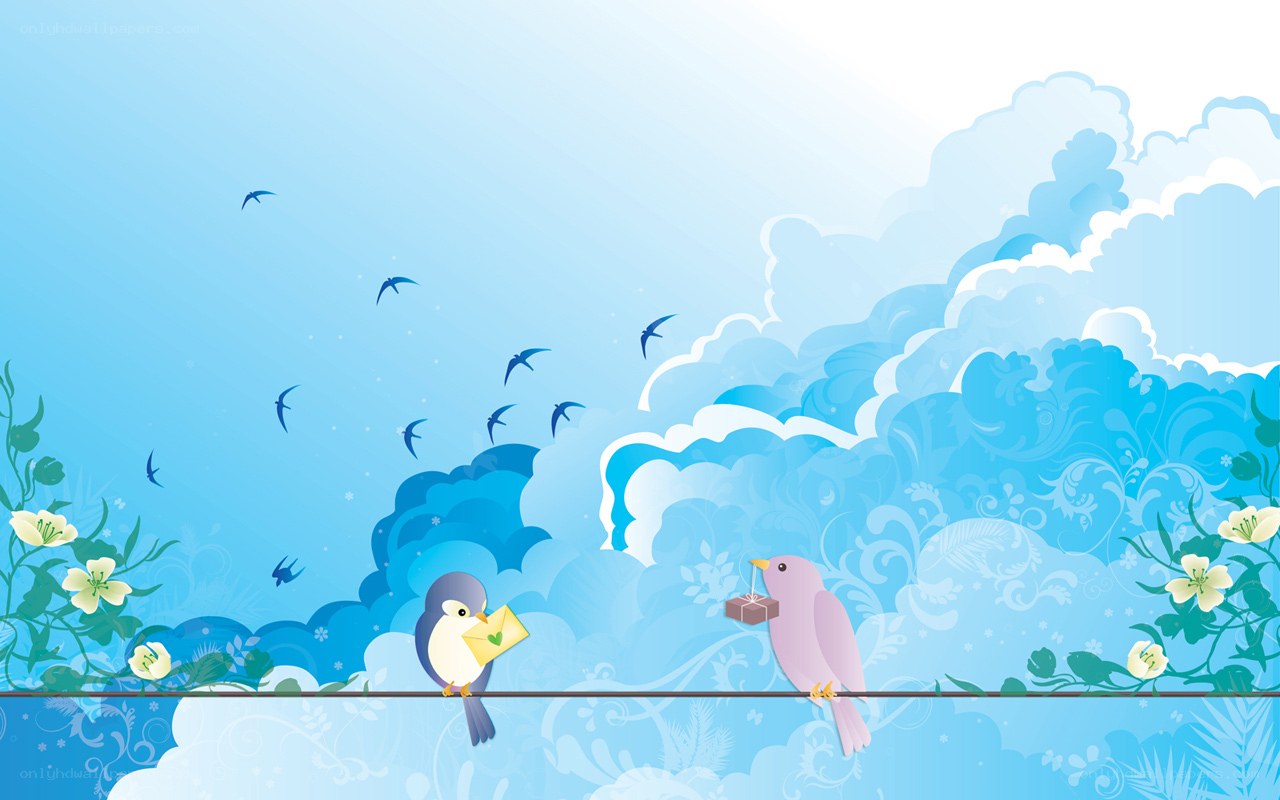 Birds on a wire with gifts