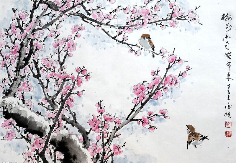 Birds on Blossoming Branches