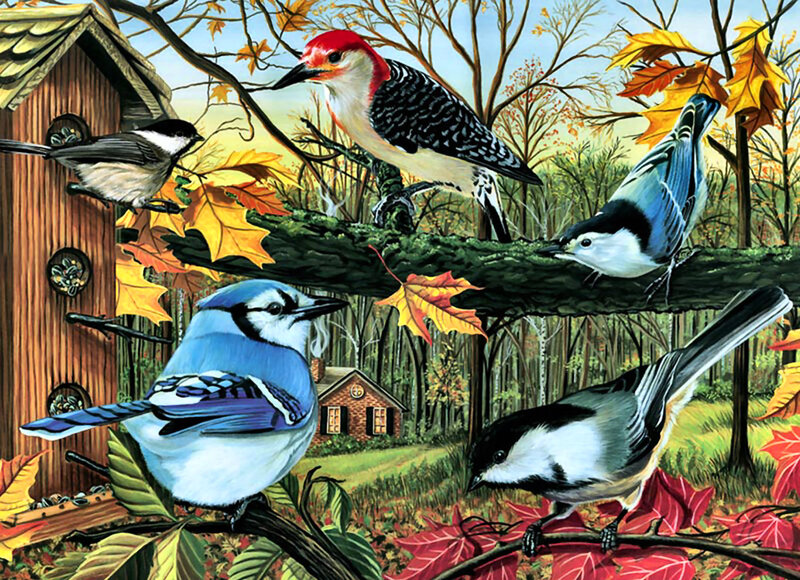 Birds on Branches — Blue, Serene
