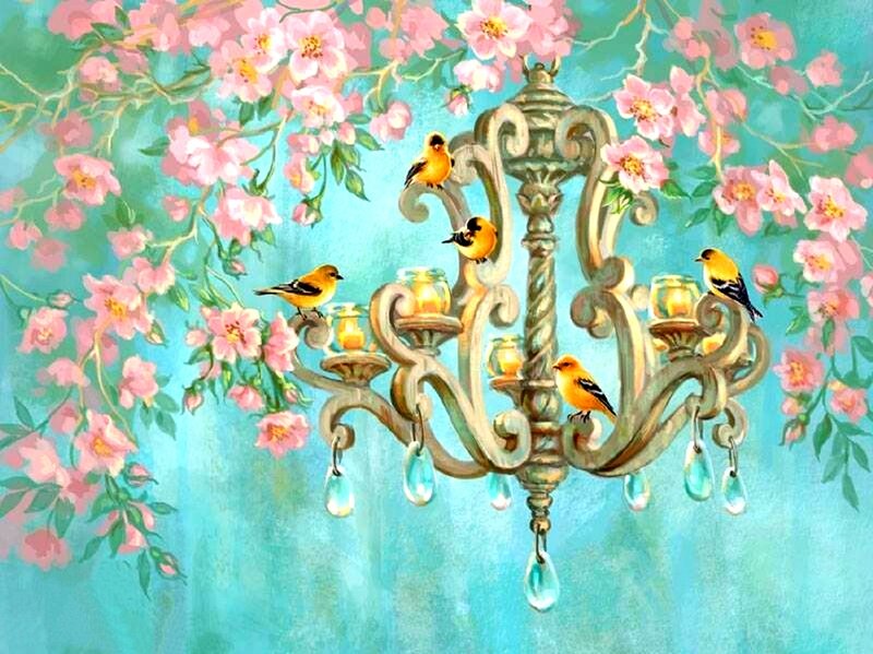 Birds on Chandelier