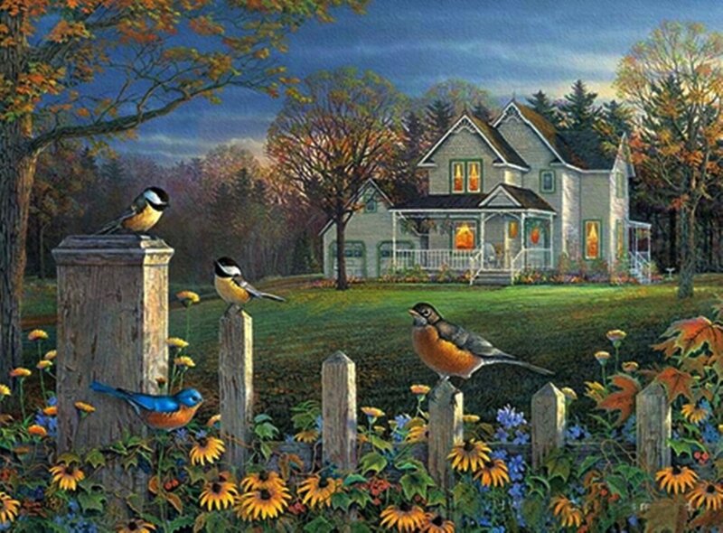 Birds on Fence Posts