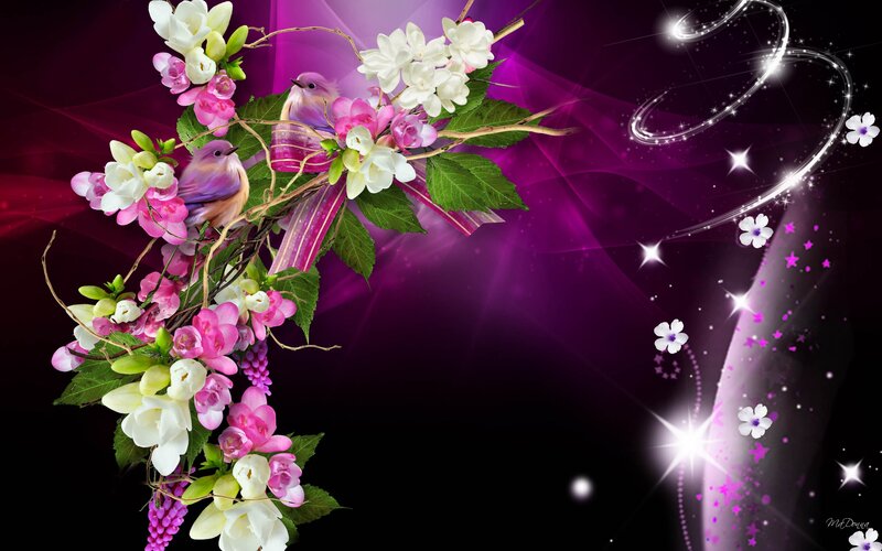 Birds on Floral Branch