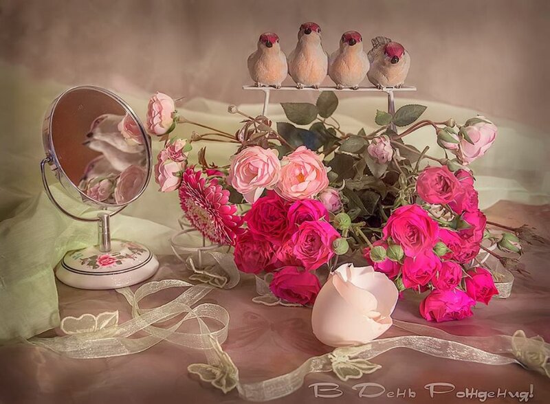 Birds on Flower Arrangement