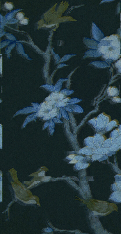 Birds on Flowering Branches — Blue, Serene