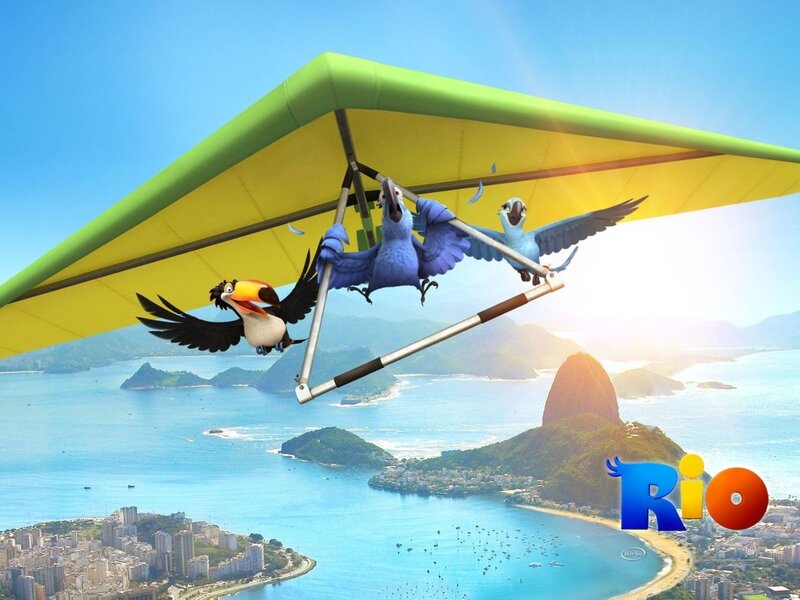 Birds on Hang Glider — Blue