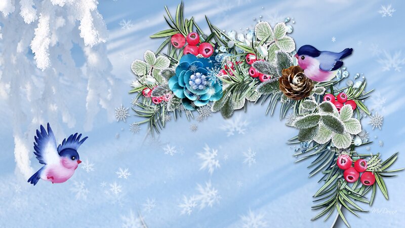 Birds on Winter Branch