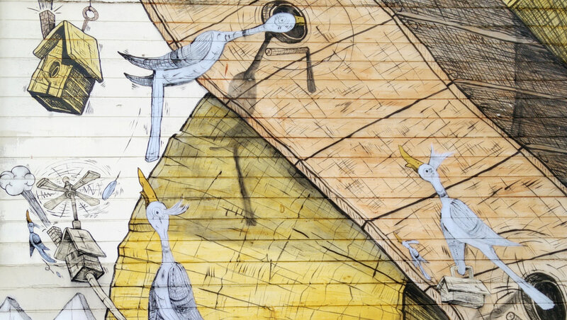 Birds on Wooden Surface