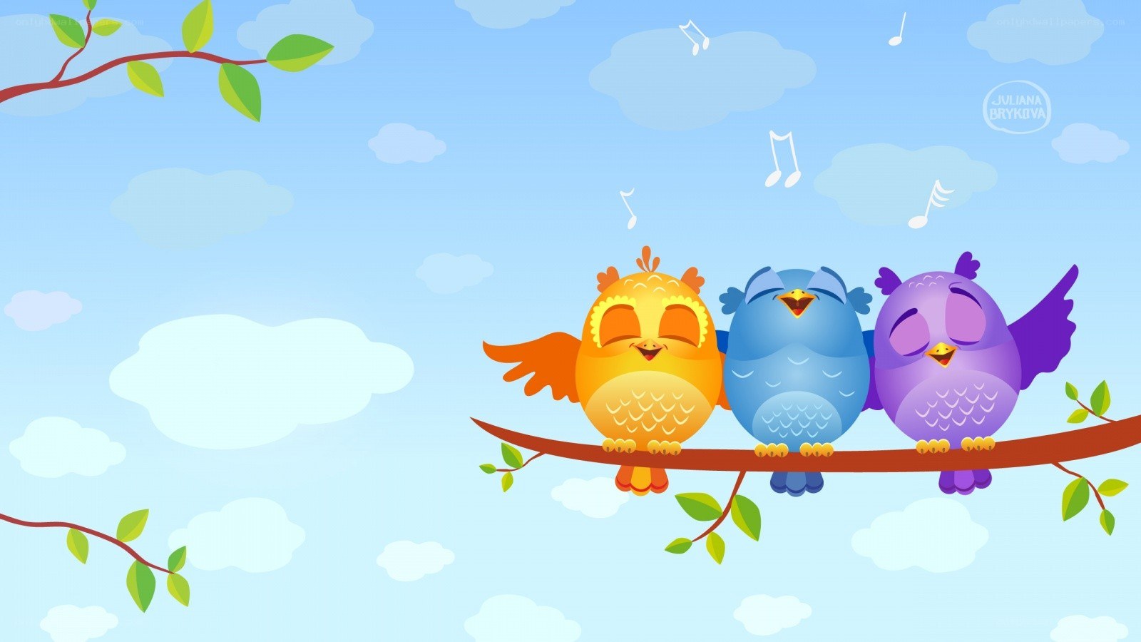 birds singing on a branch