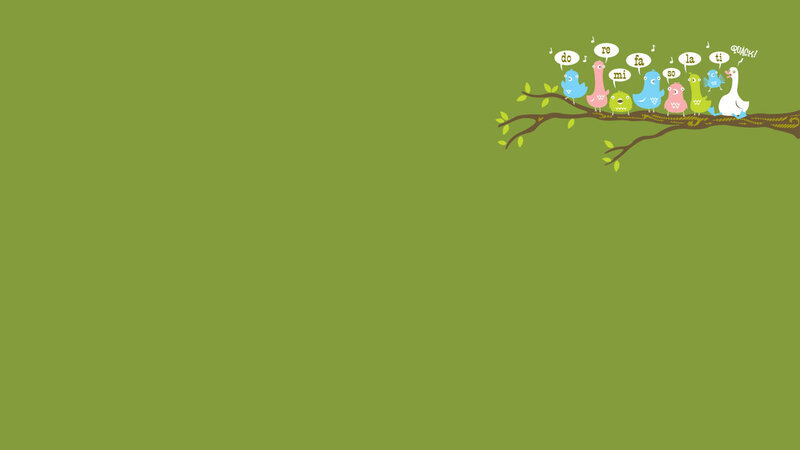 Birds singing on a branch