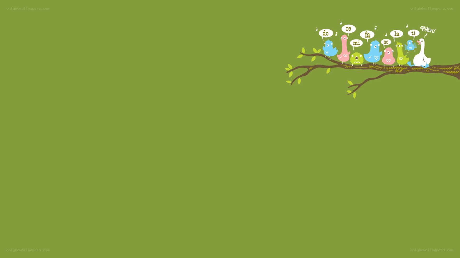 Birds singing on a branch